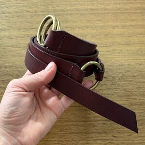 GAP Brown Leather Belt with Gold Buckle